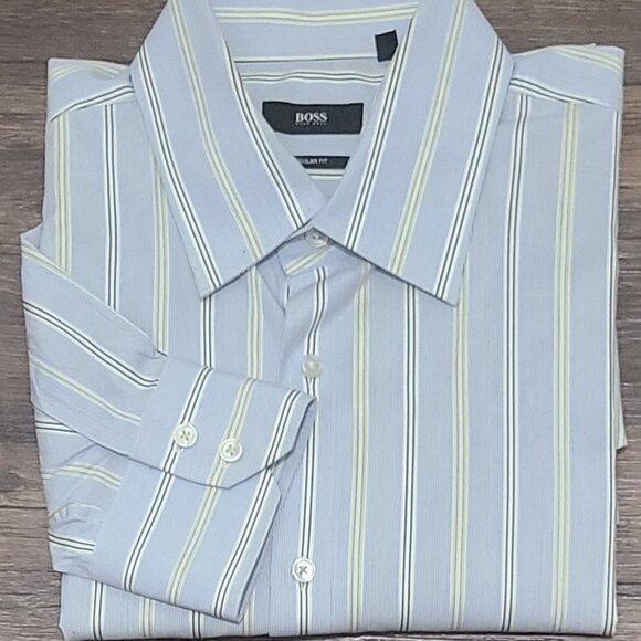 Hugo Boss Other - Hugo Boss Regular Fit Stripe Long Sleeve Button Up Shirt Large PO